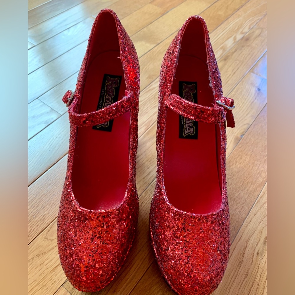Red Sequin Platform High Heels Size 7